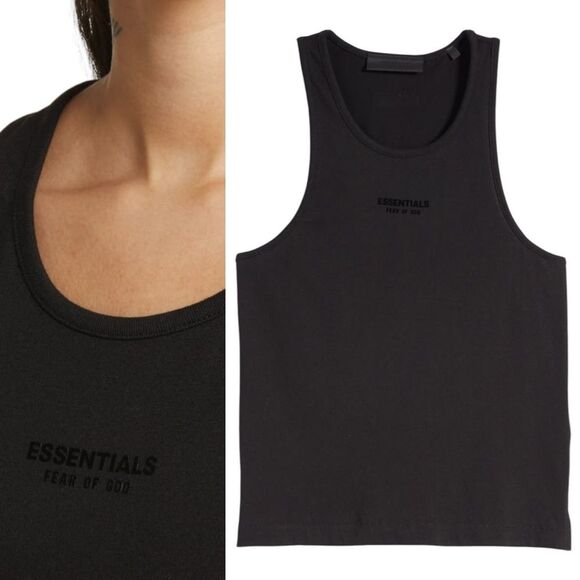 Fear of God Essentials Tank Jet Black Knit Top Muscle Tee Women’s Size XL NWT - Picture 6 of 13